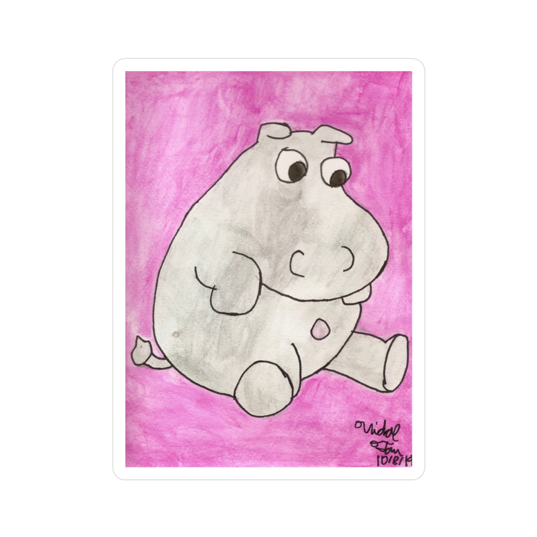 Hippo Bellybutton Vinyl Decal